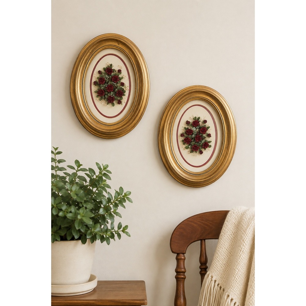 Vintage Bubble Glass Picture Frames Pair 7.25x9.25 Convex Gallery Wall Decor
